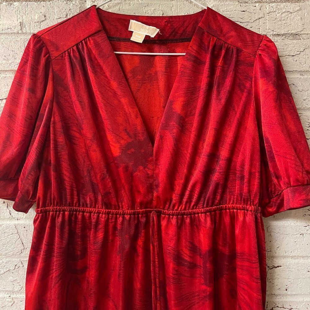 Michael Kors Red Wrap Floral Blouse Petite Medium